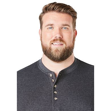KingSize Men's Big & Tall Waffle-Knit Thermal Henley Tee