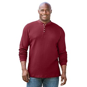 KingSize Men's Big & Tall Waffle-Knit Thermal Henley Tee
