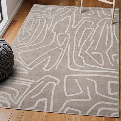 Alcina Modern Scandinavian Graphic Lines High-low Area Rug