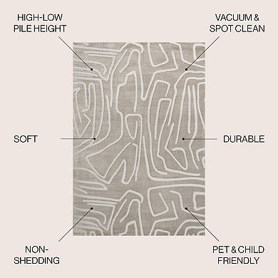 Alcina Modern Scandinavian Graphic Lines High-low Area Rug
