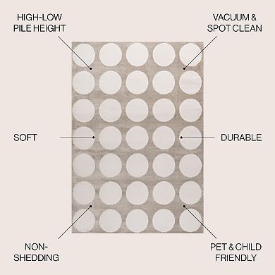 Adrian Modern Geometric Circle Dot High-low Area Rug