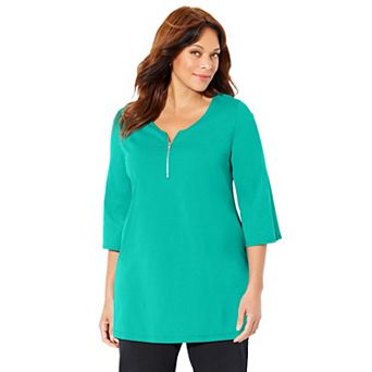 Catherines Women's Plus Size Suprema Studio Half-Zip Tunic