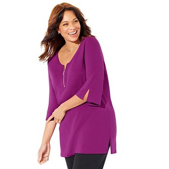 Catherines Women's Plus Size Suprema Studio Half-Zip Tunic