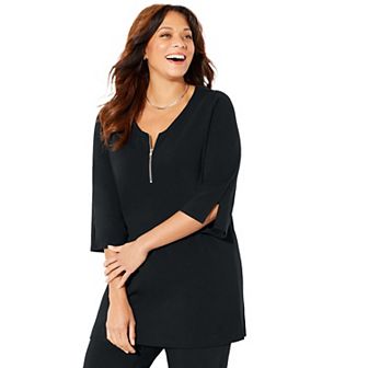 Catherines Women's Plus Size Suprema Studio Half-Zip Tunic