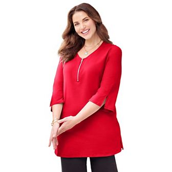 Catherines Women's Plus Size Suprema Studio Half-Zip Tunic