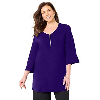 Catherines Women's Plus Size Suprema Studio Half-Zip Tunic