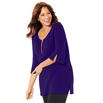 Catherines Women's Plus Size Suprema Studio Half-Zip Tunic