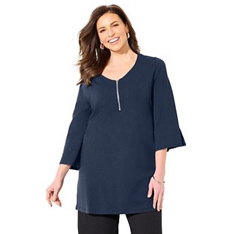 Catherines Women's Plus Size Suprema Studio Half-zip Tunic