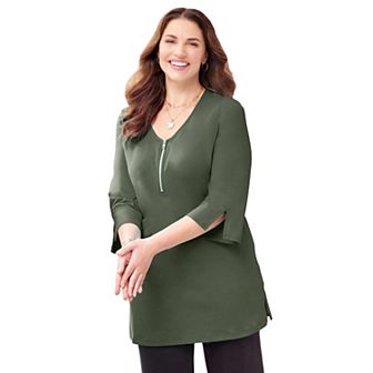 Catherines Women's Plus Size Suprema Studio Half-Zip Tunic