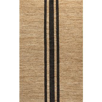 Olivier Rustic Beach House Wide Ticking Stripe Jute Area Rug