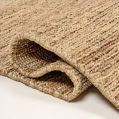 Olivier Rustic Beach House Wide Ticking Stripe Jute Area Rug