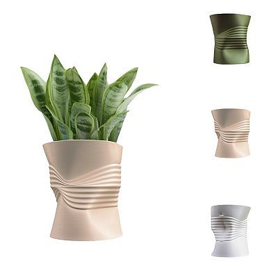 Brent Midcentury Modern Indoor Crushed Can 3d Printed Planter With Drainage