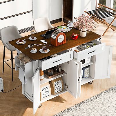 Farmhouse Kitchen Island With Power Outlet