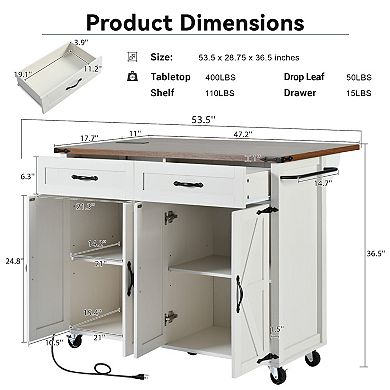 Farmhouse Kitchen Island With Power Outlet