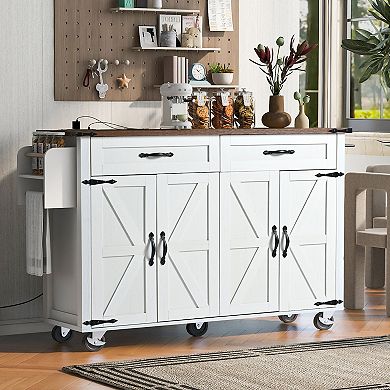 Farmhouse Kitchen Island With Power Outlet