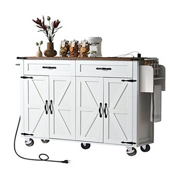 Farmhouse Kitchen Island With Power Outlet