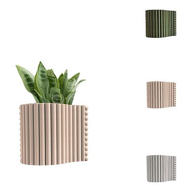 Arlo Modern Bohemian Indoor Tambour Curve 3d Printed Planters With Drainage