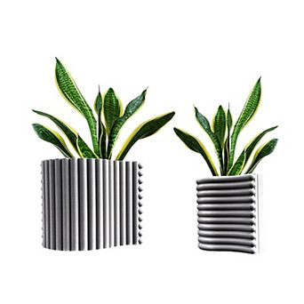 Arlo Modern Bohemian Indoor Tambour Curve 3d Printed Planters With Drainage