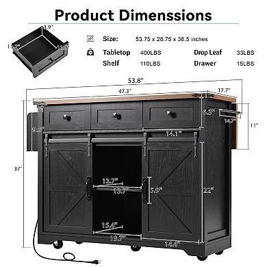 Farmhouse Kitchen Island With Power Outlet