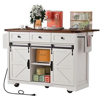 Farmhouse Kitchen Island With Power Outlet