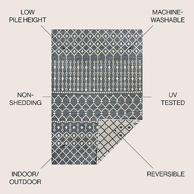 Zana Modern Geometric Moroccan Reversible Machine-washable Indoor/outdoor Area Rug