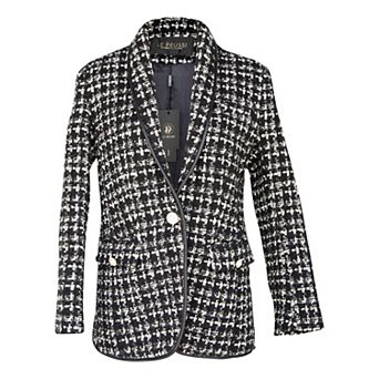 Black White Tweed Checkers Jacket