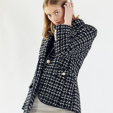 Black White Tweed Checkers Jacket