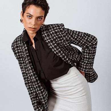 Black White Tweed Checkers Jacket
