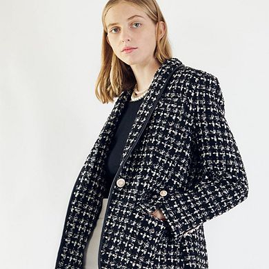 Black White Tweed Checkers Jacket
