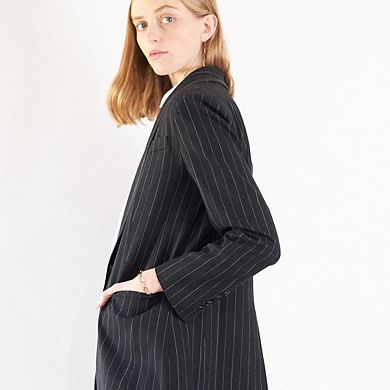 Black Pinstripes Oversize Blazer