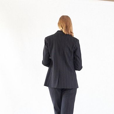 Black Pinstripes Oversize Blazer