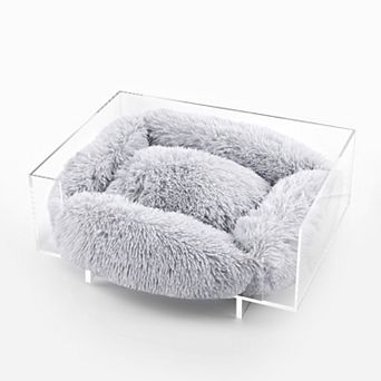 Carole Small/medium Modern Lucite Calming Fluffy Pet Bed With Washable Cushion