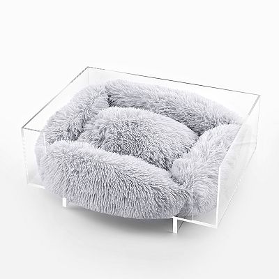 Carole Small/medium Modern Lucite Calming Fluffy Pet Bed With