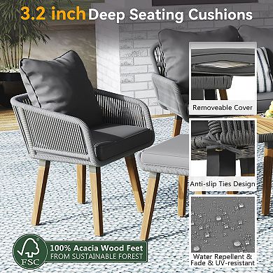 Merax 6-Piece Rope Patio Furniture Set, Patio Conversation Set