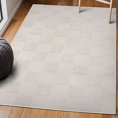 Thea Modern Geometric Checkerboard High-low Area Rug