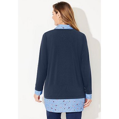 Catherines Women's Plus Size Tunic Collar Duet
