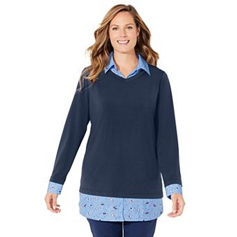 Catherines Women's Plus Size Tunic Collar Duet