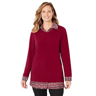 Catherines Women's Plus Size Tunic Collar Duet