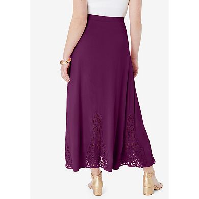 Roaman's Women's Plus Size Ultrasmooth Fabric Lace Maxi Skirt