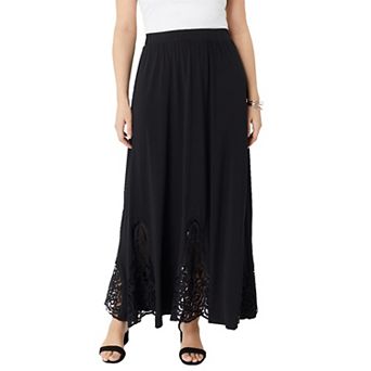 Roaman's Women's Plus Size Ultrasmooth Fabric Lace Maxi Skirt