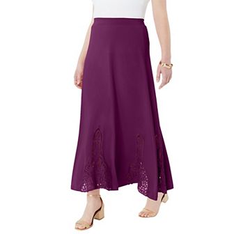 Roaman's Women's Plus Size Ultrasmooth Fabric Lace Maxi Skirt