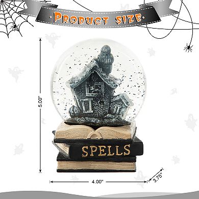 Glitzhome 100mm Haunted House Water Globe, Halloween Polyresin Tabletop Decor