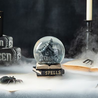 Glitzhome 100mm Haunted House Water Globe, Halloween Polyresin Tabletop Decor