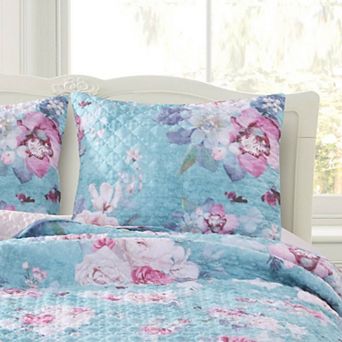 Avril Floral Patterns Digitally Printed and Millennial Blush Reverse Pillow Sham