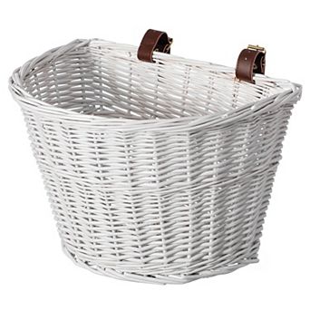 White Wicker Front Cargo Bike Basket - Perfect For Riders Of All Ages And Genders
