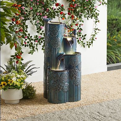 Glitzhome Outdoor Water Fountain With Led Lights And Pump