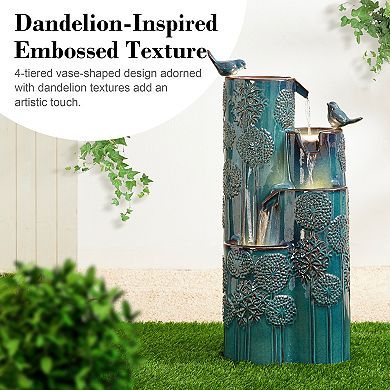 Glitzhome Outdoor Water Fountain With Led Lights And Pump