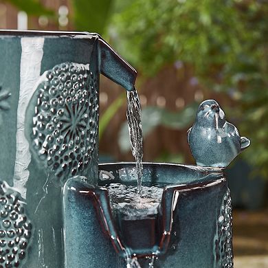 Glitzhome Outdoor Water Fountain With Led Lights And Pump