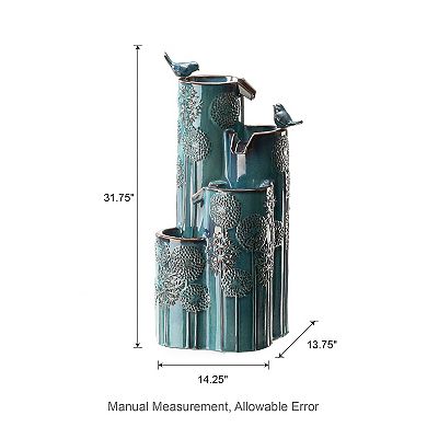 Glitzhome Outdoor Water Fountain With Led Lights And Pump
