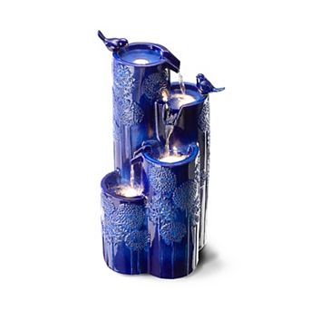 Glitzhome Outdoor Water Fountain With Led Lights And Pump